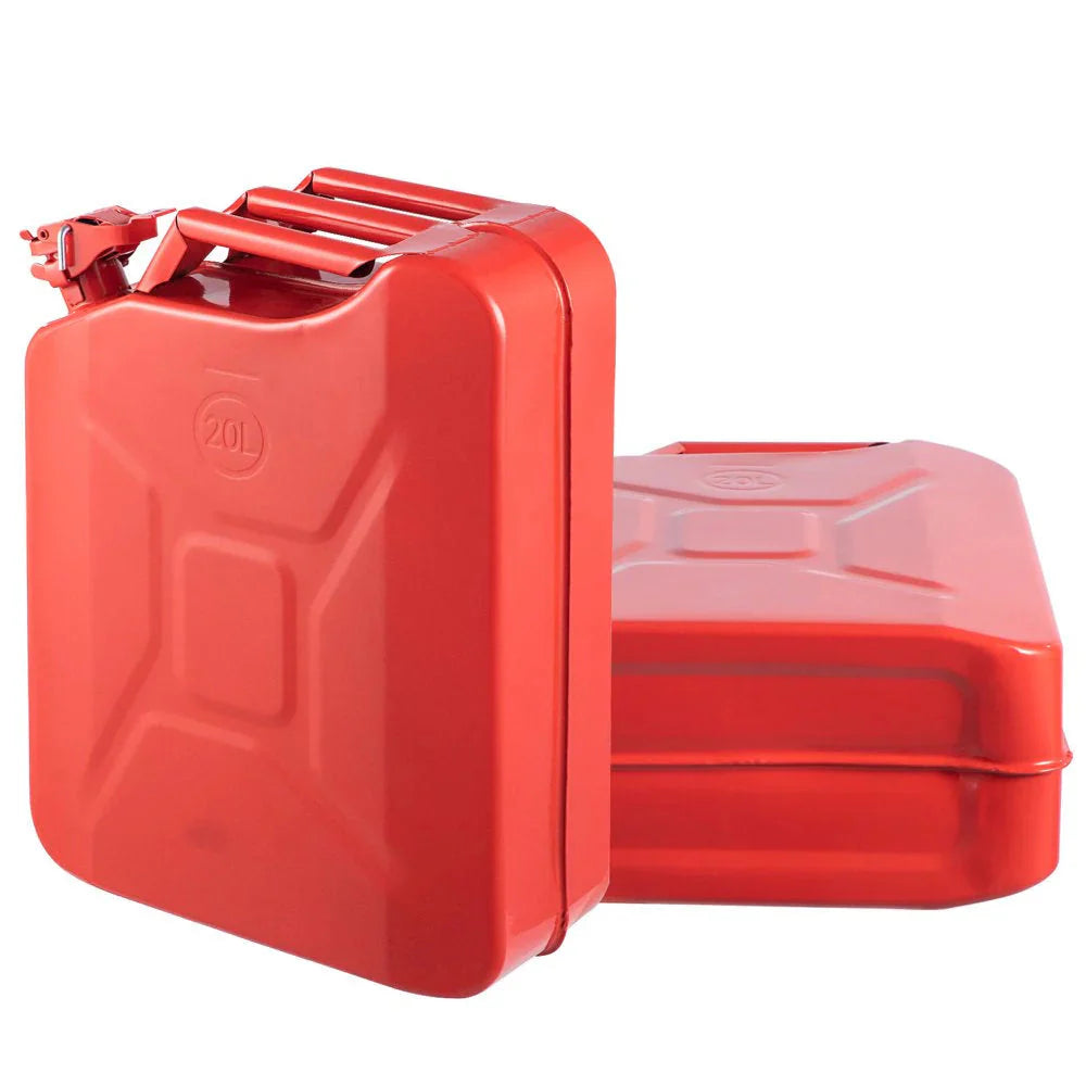 VEVOR Steel Jerry Fuel Can 5.3 Gallon/20 L, 2 Count, Red - 2X20LRED
