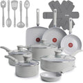 T-Fal Refresh Ceramic 20-Piece Nonstick Cookware Set, Moon Grey