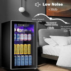 Auseo 126-Can Beverage Cooler, 3.2 Cu Ft, Glass Door, Black
