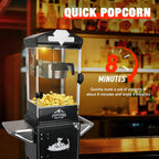 RENDGO Popcorn Maker Machine With Cart, 10 Oz Kettle, 60 Cups, Black