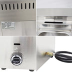 INTSUPERMAI Commercial Single-Tank Gas Deep Fryer, 6L, Stainless Steel