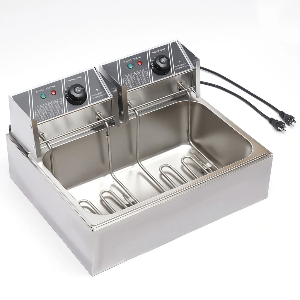 Commercial Electric Deep Fryer, 5000W, 12L Single Tank, Stainless Steel Fry Basket