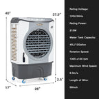 45L 3-in-1 Evaporative Air Cooler, Gray - 26.5 x 16 x 40 inch