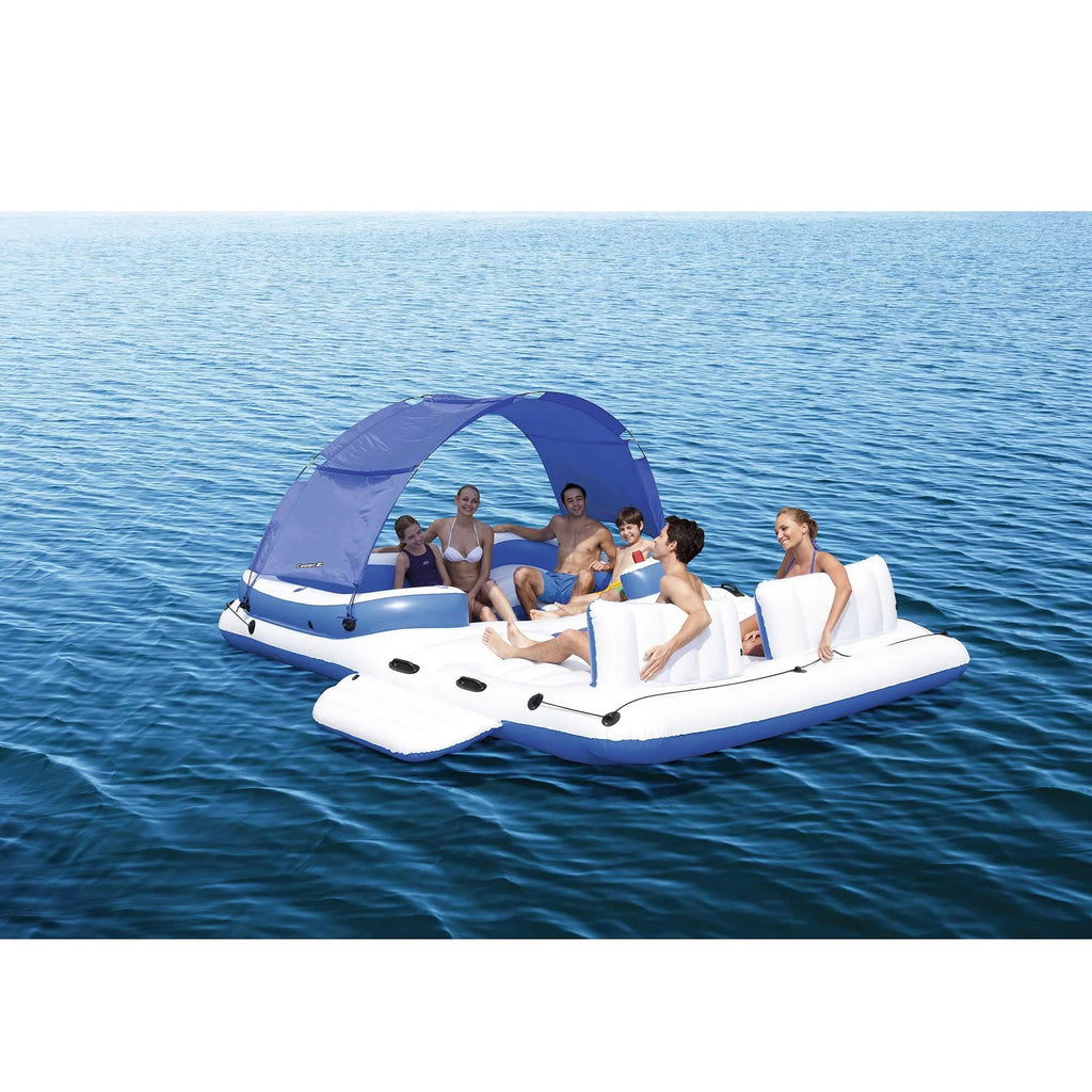 Bestway CoolerZ Tropical Breeze 6-Person Island Raft And Rapid Rider X4 4-Person River Lounger - 153 x 108 inches