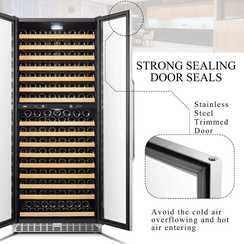 Lanbo 32 Inch 287 Bottle Dual Zone Compressor Freestanding Wine Refrigerator - LW328DD