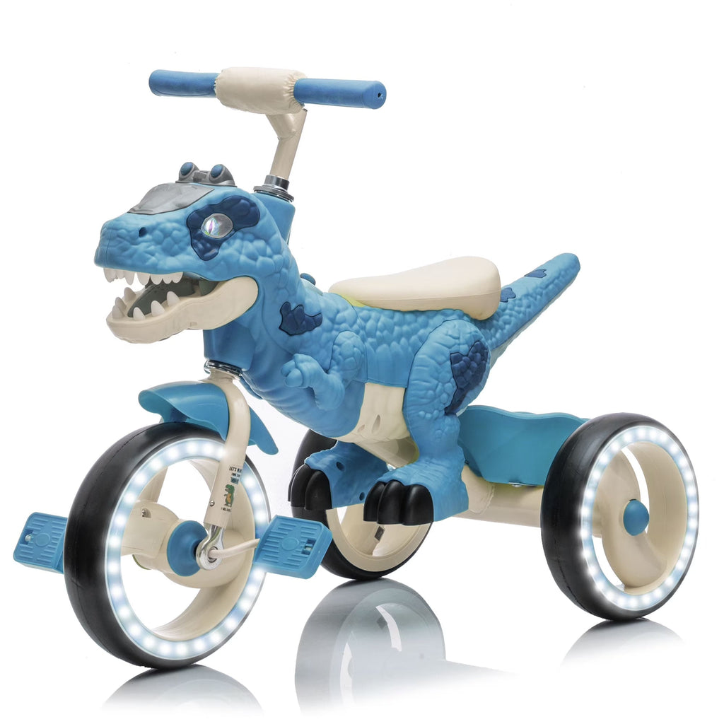 Xuanlur Kids' Dinosaur Tricycle With Flash Wheels, Music And LED Lights - Green