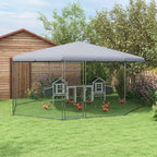 PawHut Metal Chicken Coop Run With Waterproof Anti-UV Cover, 17 ft x 15.7 ft x 9 ft