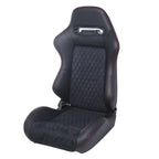 Racing Seats With Double Slider, PVC And Suade Material, Black - Set Of 2 Pieces