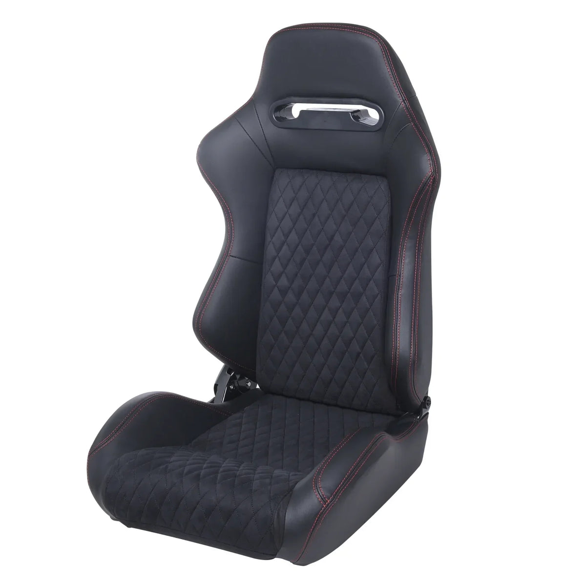 Racing Seats With Double Slider, PVC And Suade Material, Black - Set Of 2 Pieces