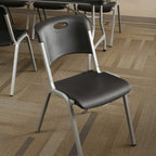 Lifetime Steel-Framed Indoor/Outdoor Commercial Grade Stacking Chairs, Black & Silver, Set Of 14 - 80569