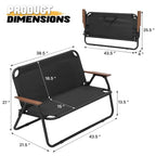 MoNiBloom Folding Double Camping Chair, 2-Person, 43.5 x 21.5 x 27 in, 330 lbs