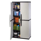 Gray Plastic Garage Storage Cabinet 35 in W x 71 in H x 18 in D, 4 Adjustable Shelves - 2025 Model