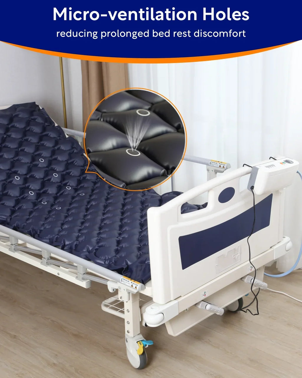 VOCIC Alternating Air Pressure Mattress Pad, Blue, 89"X38"X3", Vinyl - S34