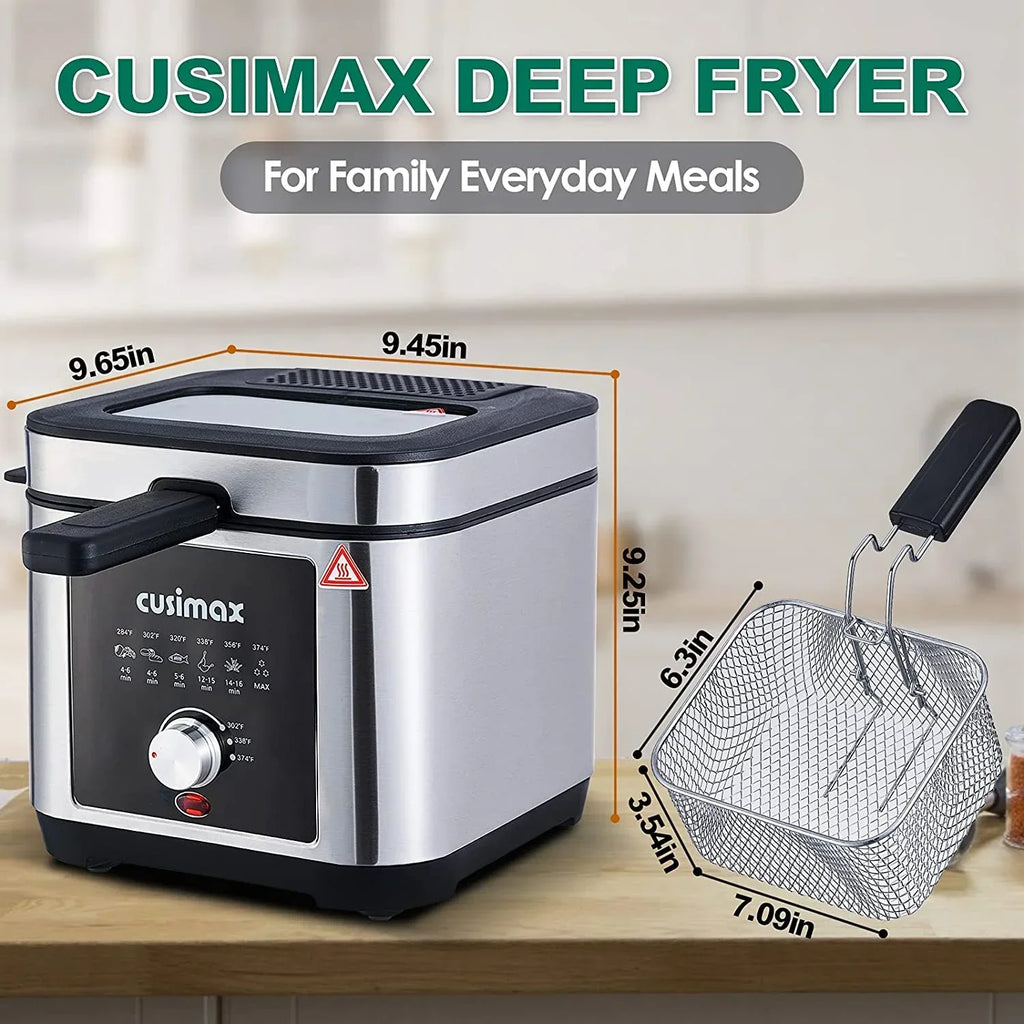 CUSIMAX 2.6QT Stainless Steel Electric Deep Fryer - CMDF-02