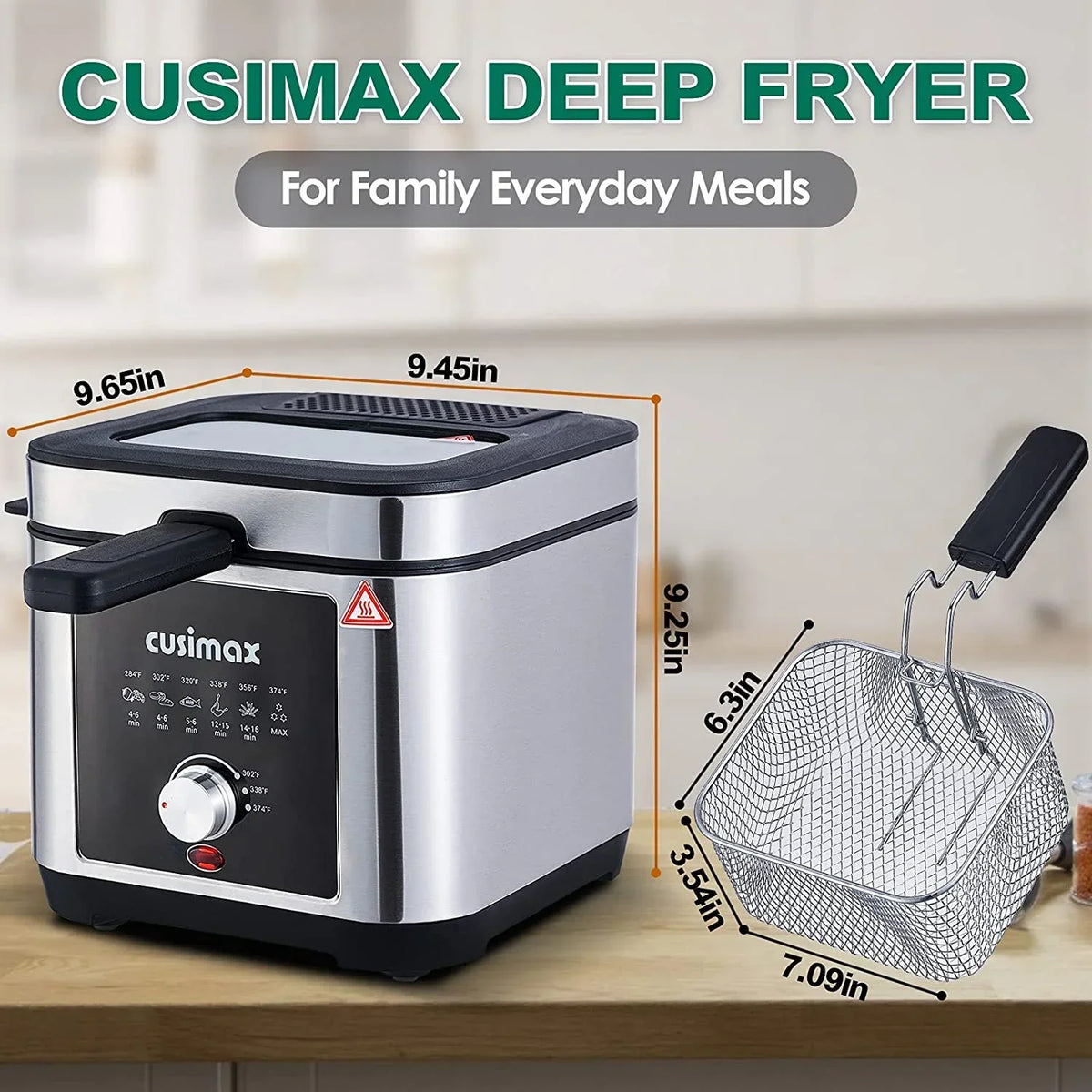 CUSIMAX 2.6QT Stainless Steel Electric Deep Fryer - CMDF-02