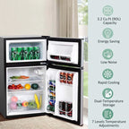 3.2 Cu. Ft. 2-Door Compact Refrigerator With Freezer - Black, Gray Or White