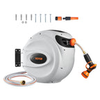 VEVOR Retractable Garden Hose Reel, 100 ft x 1/2 inch, Wall-Mounted With 9-Pattern Nozzle