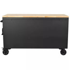 Heavy Duty 61 in. W x 23 in. D 15-Drawer Mobile Workbench With Solid Wood Top