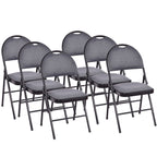 Costway Folding Chairs With Fabric Upholstered Padded Seats And Metal Frame - Set Of 6