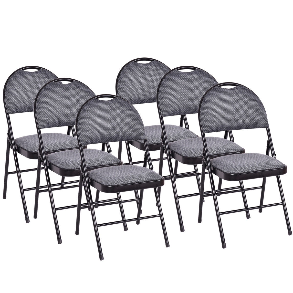 Costway Folding Chairs With Fabric Upholstered Padded Seats And Metal Frame - Set Of 6