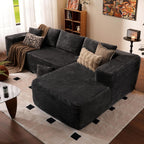 ovios 104in L-Shape Sectional Sofa With Chaise, Grey Plush Corduroy Fabric