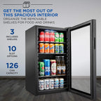 Ivation Freestanding Wine Cellar Mini Fridge, 101-Bottle, Stainless Steel