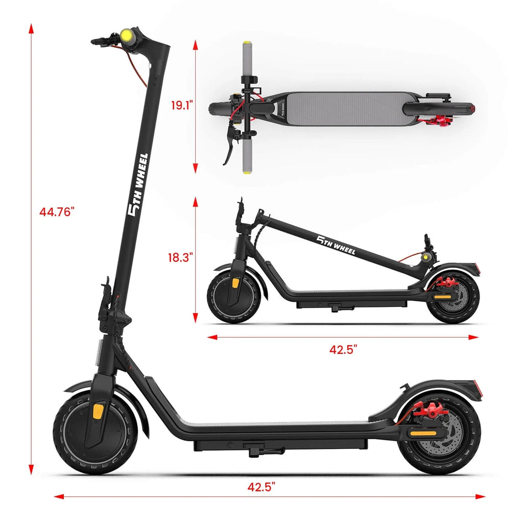 5TH WHEEL Electric Scooter With Turn Signals, 300W, 8.5 in Solid Tires, 18 mph, 12 Miles, Black - W16S