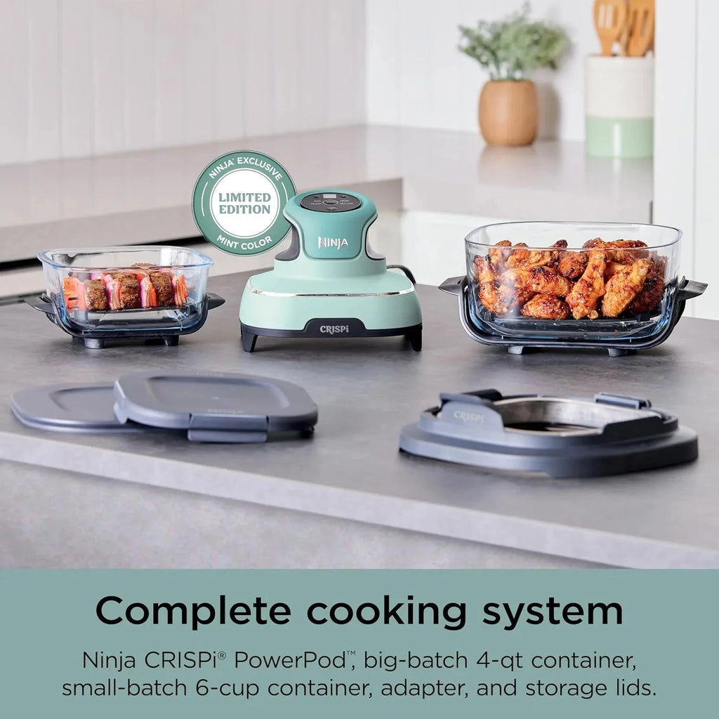 Ninja Crispi 4-in-1 Portable Glass Air Fryer Cooking System, 1500W, 4 QT And 6-Cup Containers