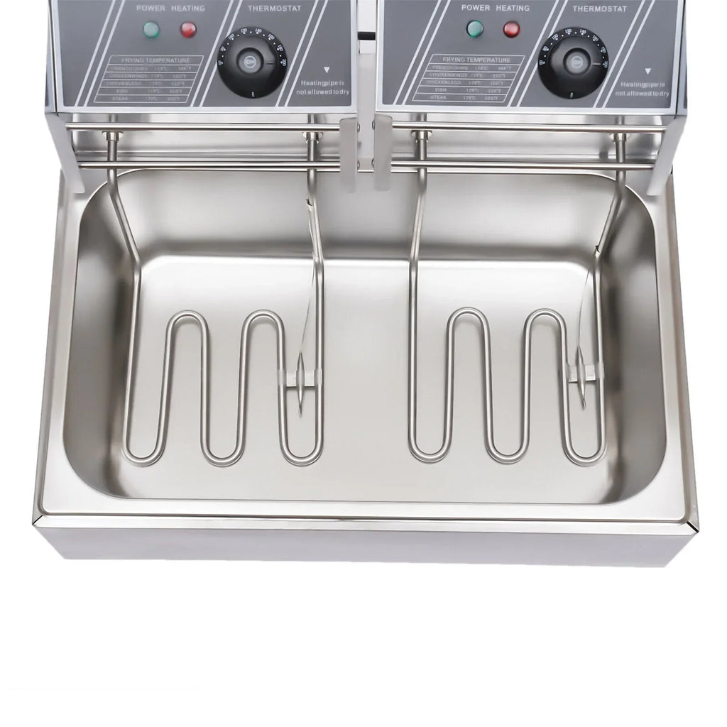 Commercial Electric Deep Fryer, 5000W, 12L Single Tank, Stainless Steel Fry Basket