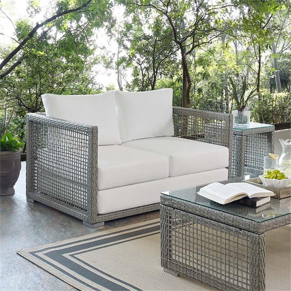 Afuera Living Wicker Patio Loveseat, Gray - 52in W x 32in D