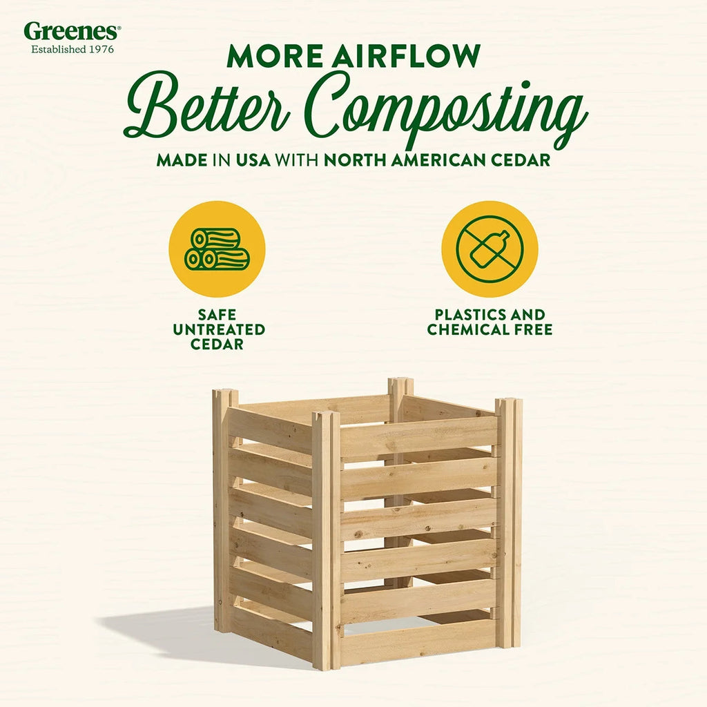 Greenes Fence Cedar Wood Composter 24 in x 24 in x 31 in, 77.3 Gal.