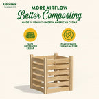 Greenes Fence Cedar Wood Composter 24 in x 24 in x 31 in, 77.3 Gal.