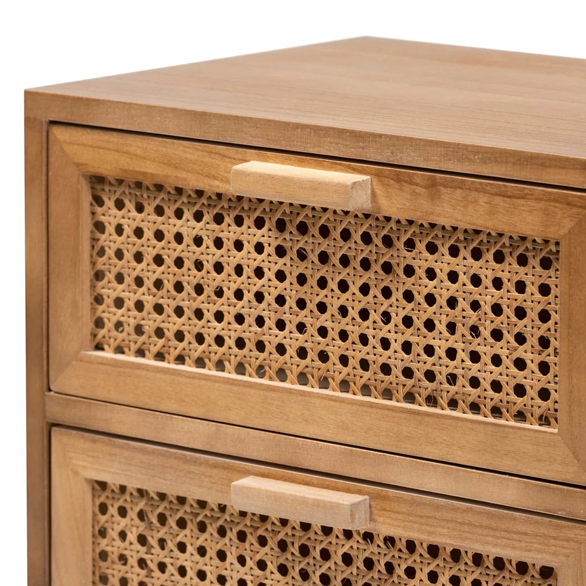 Baxton Studio Walnut Brown Finished Wood 2-Drawer Nightstand With Rattan - Baden