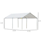 Outsunny Galvanized Steel Carport Canopy 10' x 20', White - 3 Reinforced Steel Cables