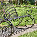 Metal Outdoor Rocking Bench, Bronze, 45 in L x 36 in W x 36 in H