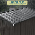 Patiowell Outdoor Metal Storage Shed, 8x4 FT, Black, 3 Lockable Doors