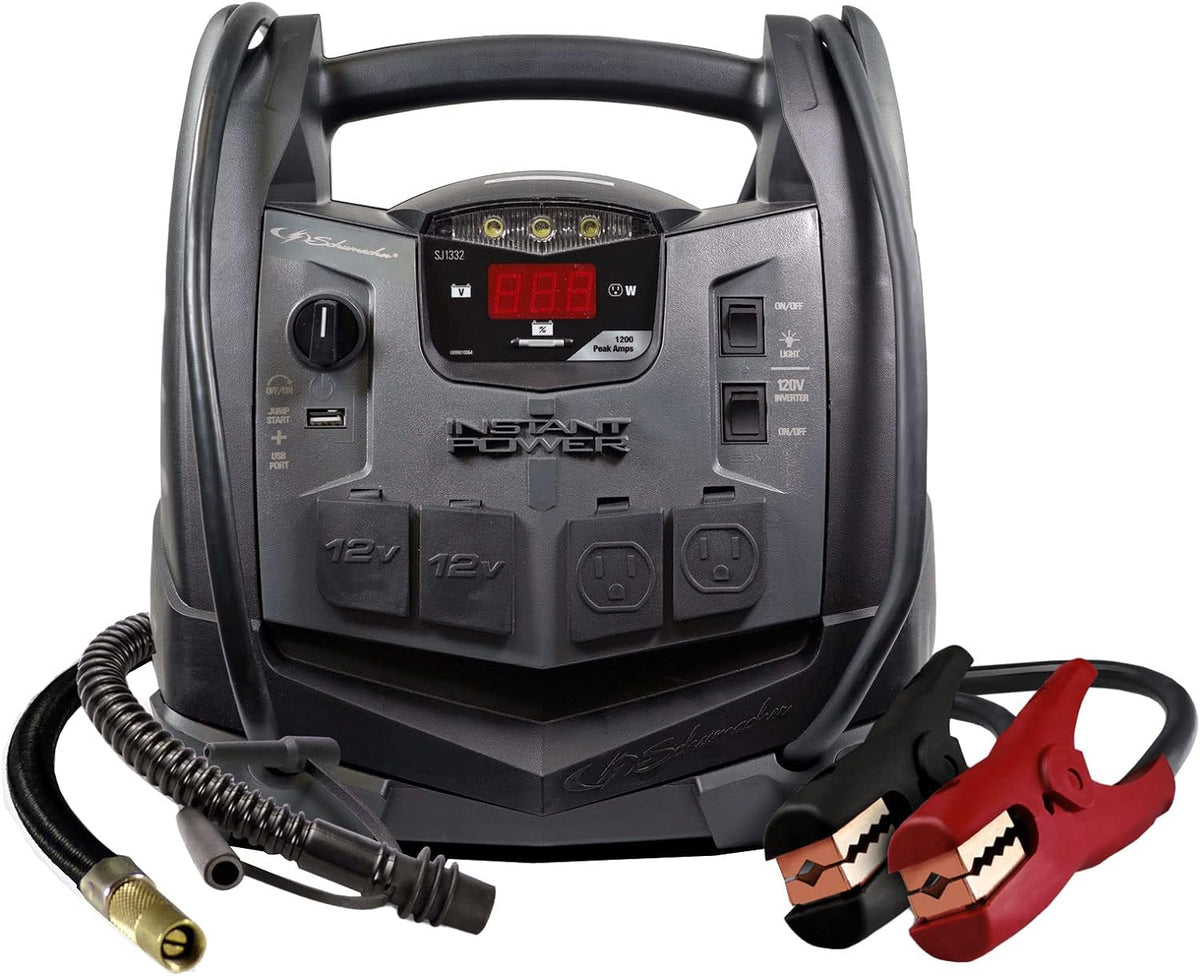 Schumacher 6-in-1 Portable Power Station And Jump Starter, 1200 Peak Amps, 150-PSI - SJ1332