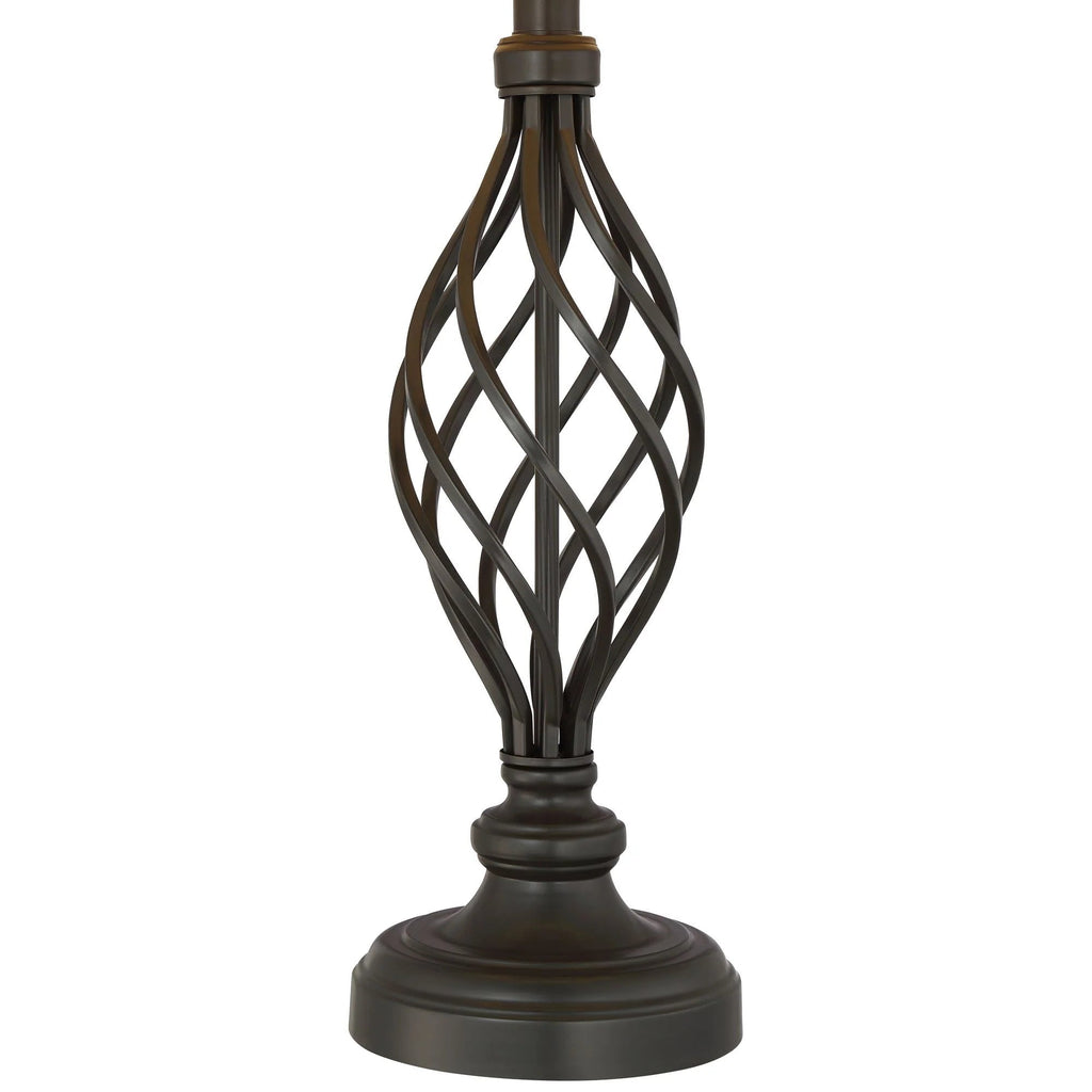 Franklin Iron Works Annie Table Lamps, Set of 2, 28 in Tall, Bronze Iron, Cream Tapered Drum Shade - Annie