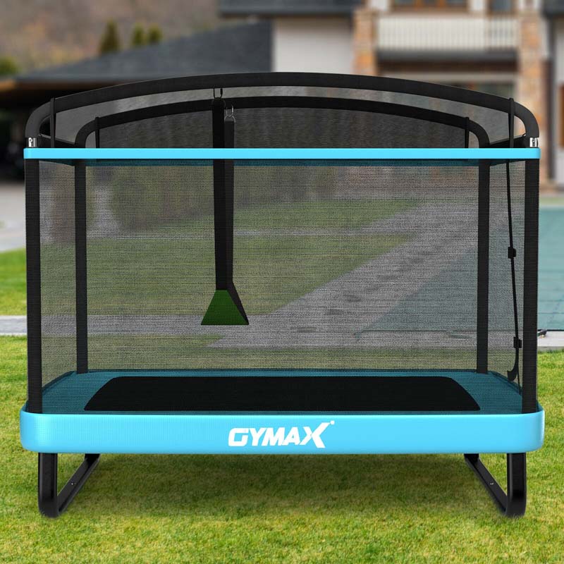 6 FT Kids Rectangle Trampoline With Swing And Safety Fence - ASTM Approved, Ages 3-8