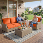 Belord Outdoor Cushion Set - 5 24 x 24 x 6 Inch Seat Cushions And 5 21 x 24 x 6 Inch Back Cushions, Orange