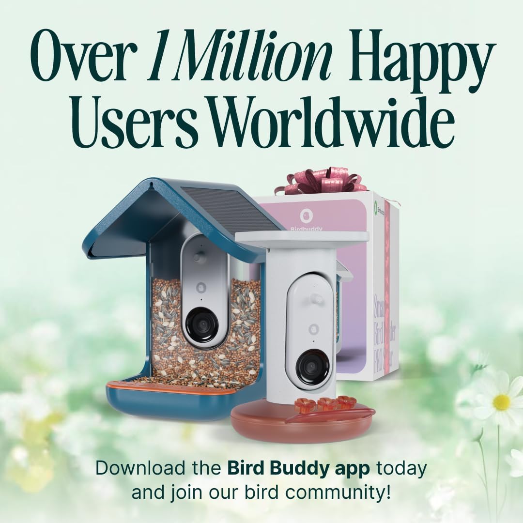 Birdbuddy PRO Solar Smart Bird Feeder With Camera, 5MP Photos, 2K HD Video, Blue - PRO