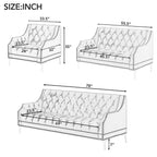 78 inch Dutch Plush Upholstered Chesterfield Sofa With Metal Legs, Button Tufted Back, Blue