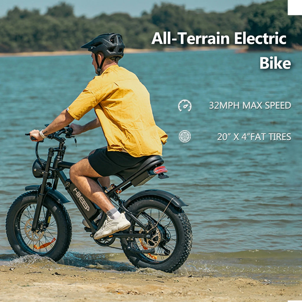 HiKeep Electric Mountain Bike, 20 inch Fat Tires, 48V 15Ah Battery - K6-L