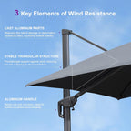 PURPLE LEAF Cantilever Patio Umbrella 10' X 13' Grey