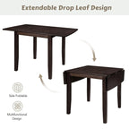 3-Piece Wood Drop Leaf Dining Table Set With 2 X-Back Chairs - 47.3x29.5x29.5inch