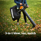WORX 40V Cordless Leaf Blower, Vacuum And Mulcher With 2 x 4.0 Ah Batteries And Charger - WG583