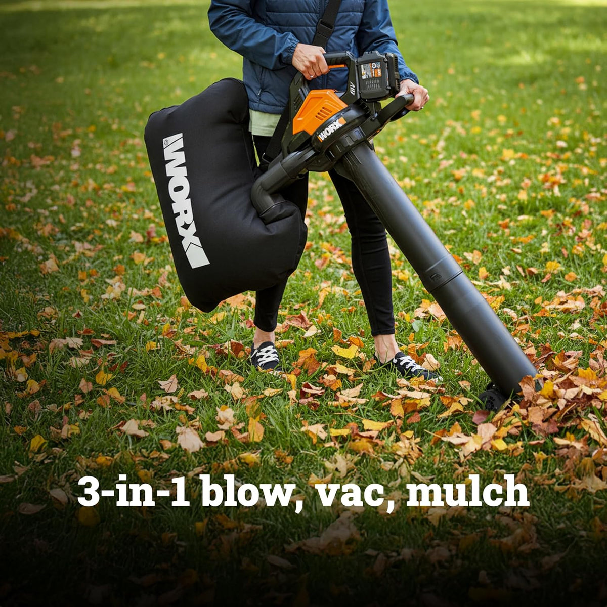 WORX 40V Cordless Leaf Blower, Vacuum And Mulcher With 2 x 4.0 Ah Batteries And Charger - WG583