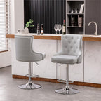 Alexent 2-Piece Swivel Bar Stools, Dark Blue, 43.7-51.6 H, 19.3 W x 18.1 D - Silver Footrest