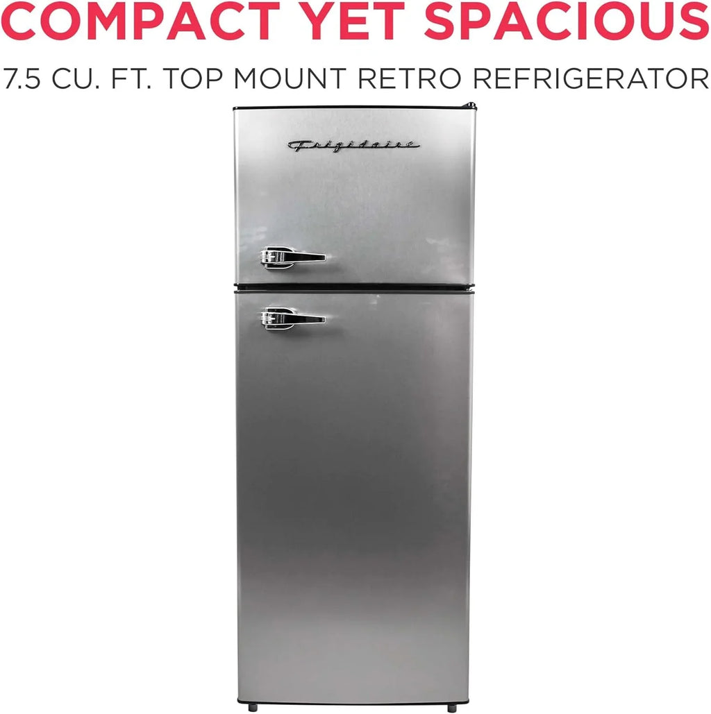 Frigidaire 2-Door Top-Freezer Apartment Size Refrigerator-Freezer Combo, 7.5 Cu Ft, Platinum Series Stainless