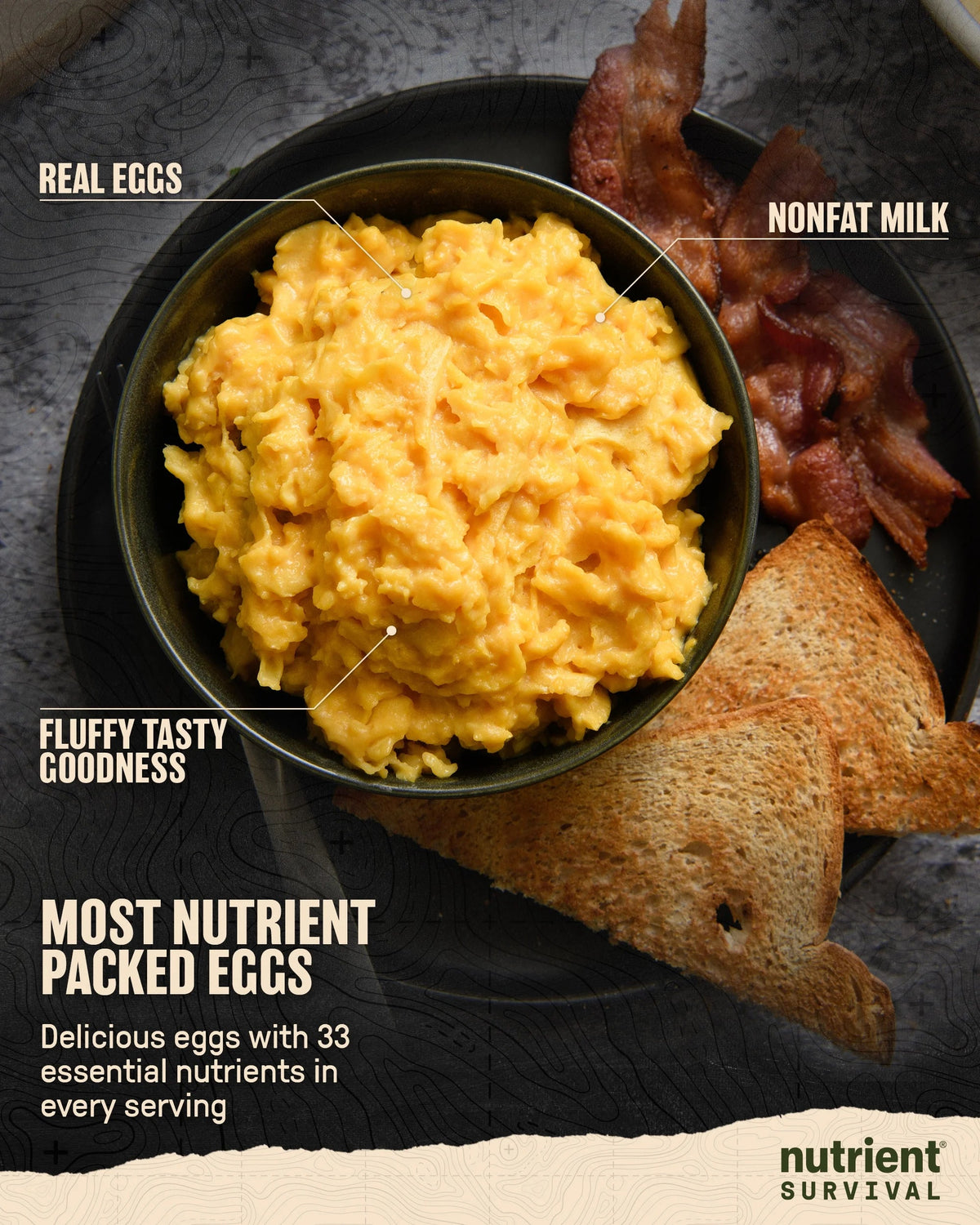 Nutrient Survival Vitamin Powdered Egg Blend, 70 Egg Equivalent, 33 Nutrients, Gluten Free, Up To 25 Year Shelf Life